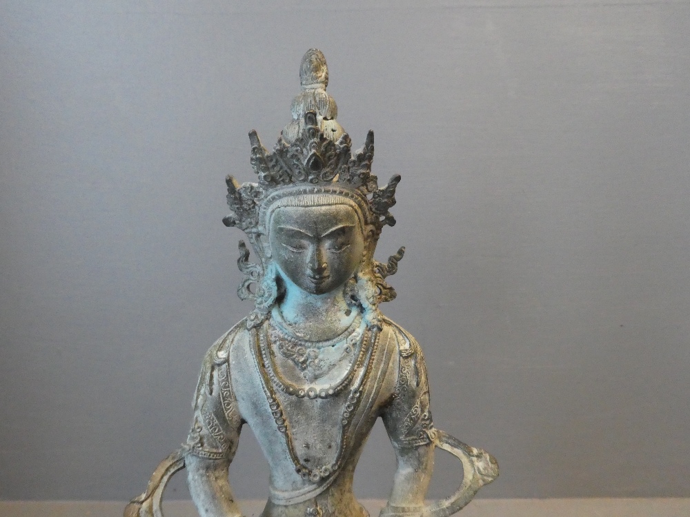 Seated Metal Buddha 34H x 21W cm - Image 3 of 4