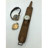 2 9ct Gold wristwatches & a 9ct gold case