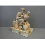 Royal Dux figure of Roman man painting pottery 20cmH x 15.15cmW x 10cm D