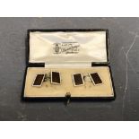 Pair of 9ct guilloche enamel cufflinks