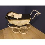 Childs Silver Cross pram in cream with black hood & cover (hood has some wear) Vendor had this