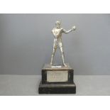 Silver plated boxing trophy with plaque to front "Mr G A K Peebles 'Netheraven Amateur Boxing