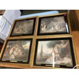 4 C19th English prints, framed and glazed in black and gilt frames