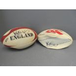 2 signed rugby balls signed by Alex Corbisiero