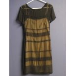 Ladies black beaded dress with beige under slip size 8-10