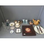 Collection of china, including hounds, ducks, glass, wood & metalware