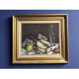 Oil on canvas, 'Still Life' 37H x 45W cm in gilt frame