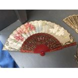 Qty of C19th & C20th decorative fans including lacework, hand painted, wooden, feathers & bone