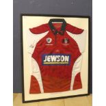 Gloucester rugby shirt 2006/07 signed & framed 81.5H x 69W cm