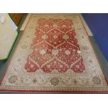 Rug with red & beige floral patterns 200 x 300 cm