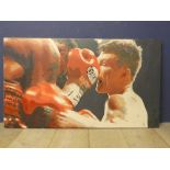 Canvas of Ricky Hatton boxer signed & dated on verso by Ricky Hatton 70H x 122.5W cm