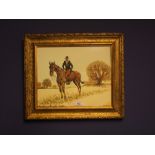 Oil on canvas, inscribed lower left"Huntsman Farmer big Jim Wright, on Sampson", signed indistinctly