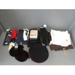Qty of equestrian clothing to include riding breeches, leggins, velveteen skull cap cover, fleece,