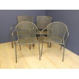 2 Sets of 2 metal grey garden chairs (4)