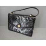 ASPREY LONDON black crocodile handbag