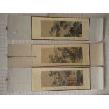 Set of 3 Chinese paintings, landscapes