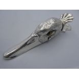 Large silver plated paper clip in the form of a duck
