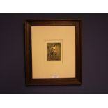 After George Wright, colour print, "The Master's" portrait of a grey horse, 10 x 8cm, framed &