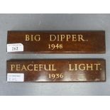 2 Stable signs 'Peaceful Light 1936' & 'Big Dipper 1948'