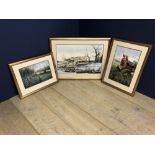 Qty of pictures 2 of farm machinery 1 landscape all framed & glazed