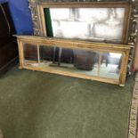 A long rectangular gilt over mantle mirror, with 3 panels, 163W x 51H