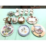 Qty of china to include Royal Albert 'Old Country Roses, vintage skipping rope, barometer & modern