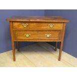 2 drawer side table with brass handles 92W x 44D x 73H cm