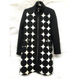 Ladies 3/4 black & white jacket with bright floral lining labelled DESIGUAL size 42