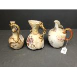 3 Royal Worcester jugs, early C20th, duce marks & model number to base