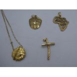 9ct gold pendants & sunburst 18ct gold pendant & chain