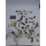 Qty of white metal rings, earrings