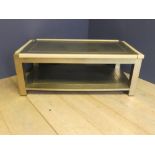 Contemporary silver coloured 2 tier coffee table 111L x 40H cm