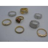 White & yellow gem set rings