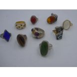 Hardstone white metal rings