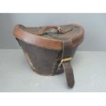 Vintage leather bucket shaped hat box