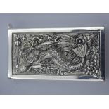 Silver plated vesta case with embossed decoration in the form of a mermaid