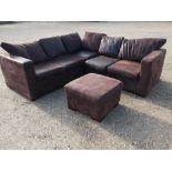 Large modern brown suede style L shaped sofa