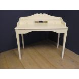 Modern white dressing table/desk with shaped galleried top with 2 drawers 102W cm