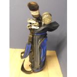 Golf clubs with carrying bag, various makes to include Mizuno & Fazer, bag by Memphis