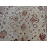 Hand knotted rug decorated with naturalistic decoration in brown & beige 291 x 197 cm