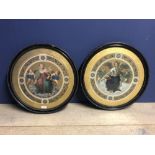 Pair of circular religious scenes with angels & cherubs, in gilt mount, framed & glazed 35D cm