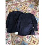 2 gents navy pin stripe suits