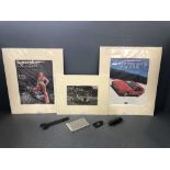 Rolls Royce memorabilia items, including keyring, games dice, car poster, and other car posters etc