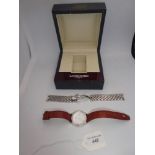 Gentlemens Longines automatic wristwatch on alligator strap & spare stainless steel bracelet,