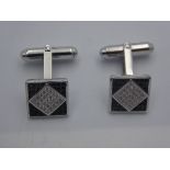 Pair of silver & cubic zirconia cufflinks