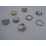 White metal gem set rings