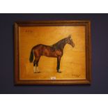 J GULLIFORD, C20th, Oil on wooden board, portrait of a horse "LOFTY", signed & dated lower right,