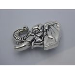 Silver brooch in the form of an elephants head