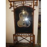 Large bamboo Oriental hall stand with central mirror 232H x 147W cm