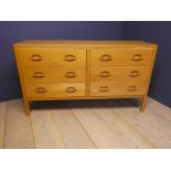 Contemporary sideboard with 6 drawers on raised legs 150L x 85H cm